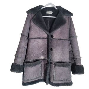 Sportsman Mfg Sheepskin Penny Lane Coat Women's Size 12 Gray Heavy Warm Vintage